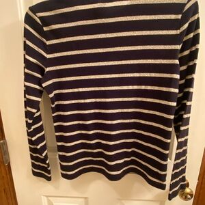 Ralph Lauren Black and Gold Metallic Striped Long Sleeve Top Size P/S